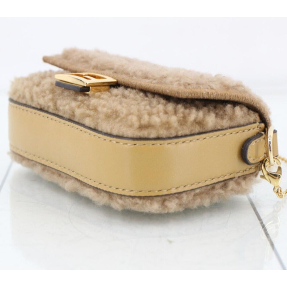 Fendi Baguette Bag Tan and Gold Shearling Mini with original COA, tags, dust bag - Picture 8 of 16
